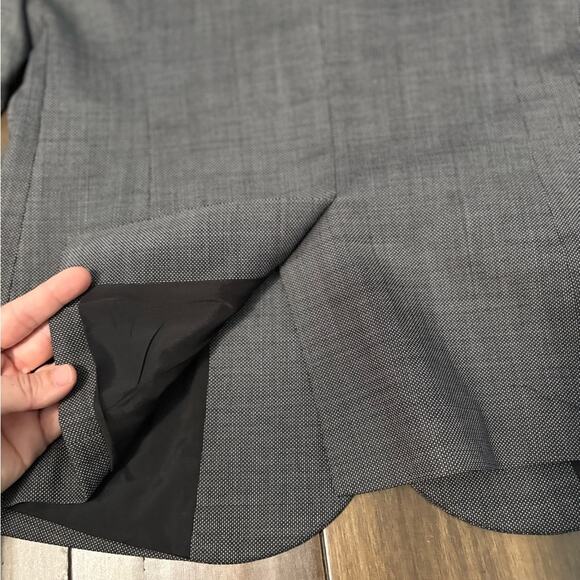 Women’s Theory Charcoal Gray Sz S Blazer Shoulder Pads Office Professional Wool - Picture 11 of 12
